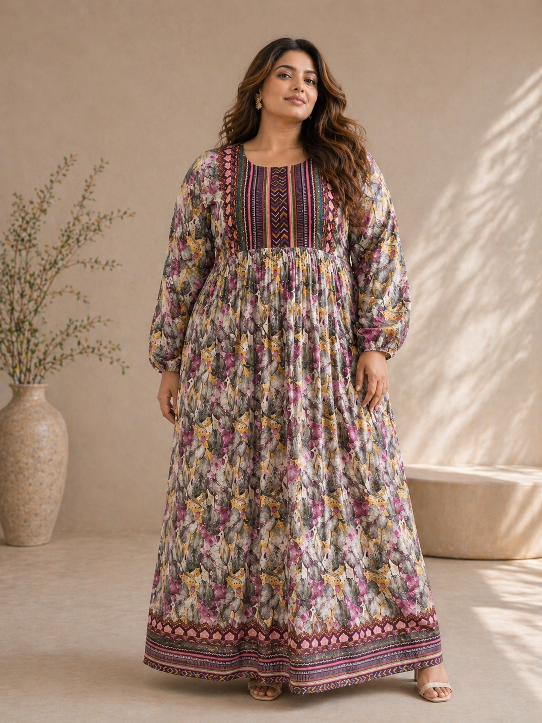Plum Floral Maxi Dress