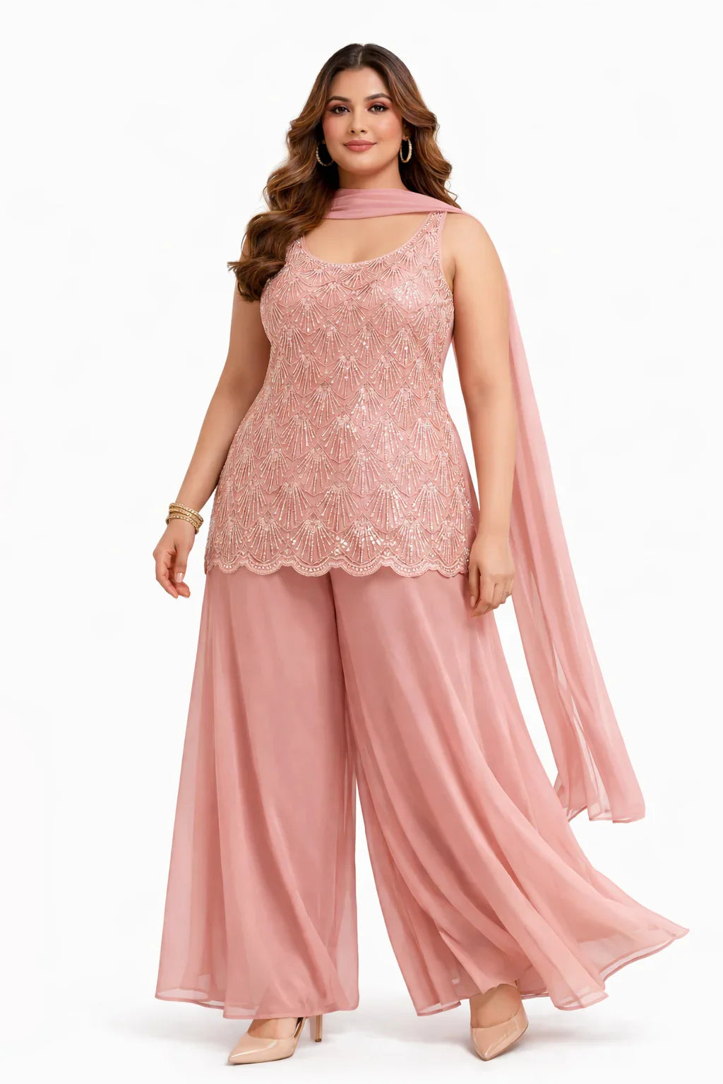 Blush Pink Embellished Sharara Set