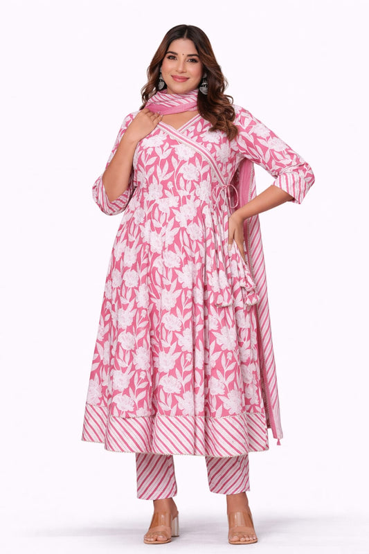 Pink Floral Wrap Style Anarkali