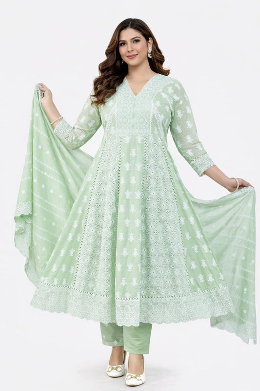 Mint Green Chikankari Anarkali