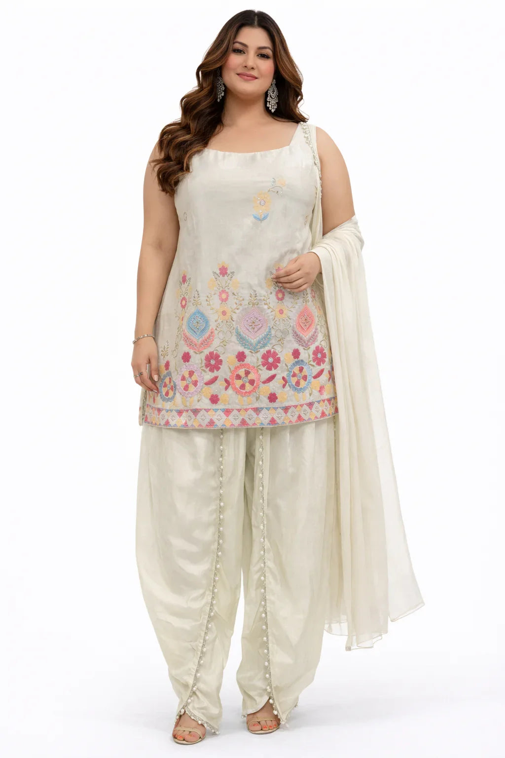 Off-White Embroidered Patiala Set