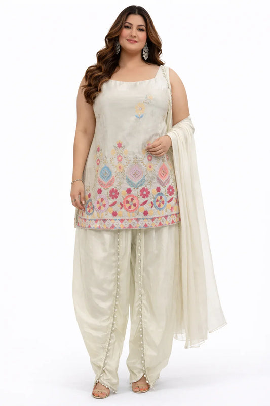 Off-White Embroidered Patiala Set