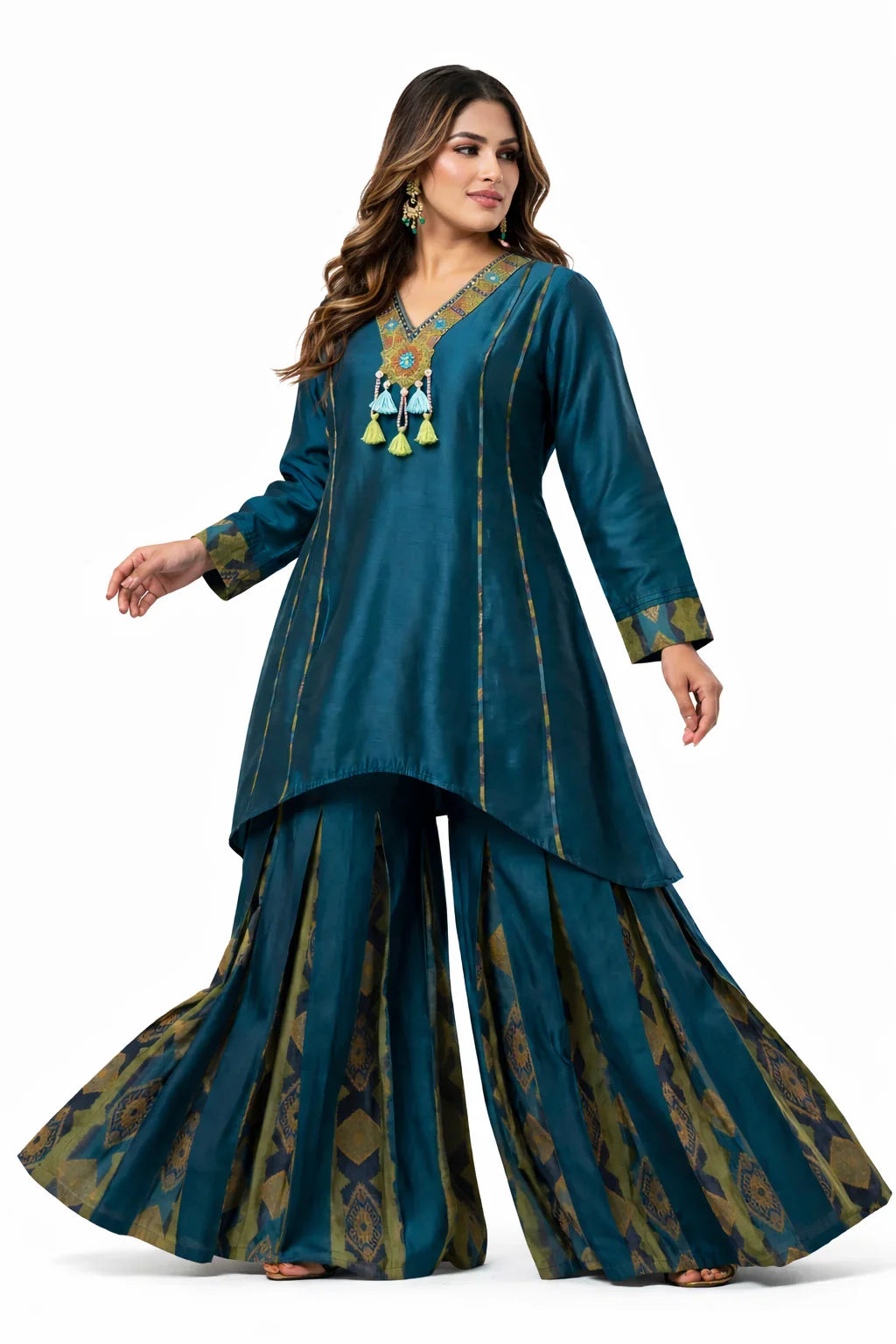 Teal Ethnic Printed Co-ord Set