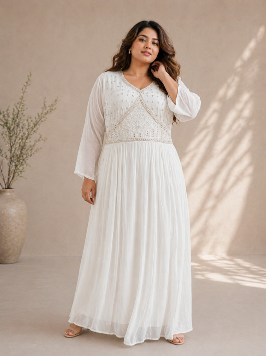 White Sali Embroidered Maxi Dress