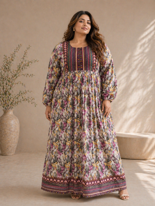 Plum Floral Maxi Dress