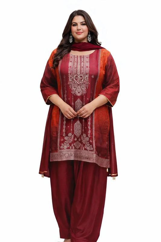 Maroon Printed Farsi Salwar Set