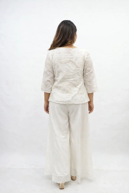 White Sali Work Jacket Sharara Set