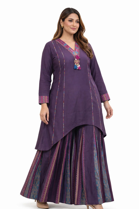 Purple Ethnic Printed Co-ord Set